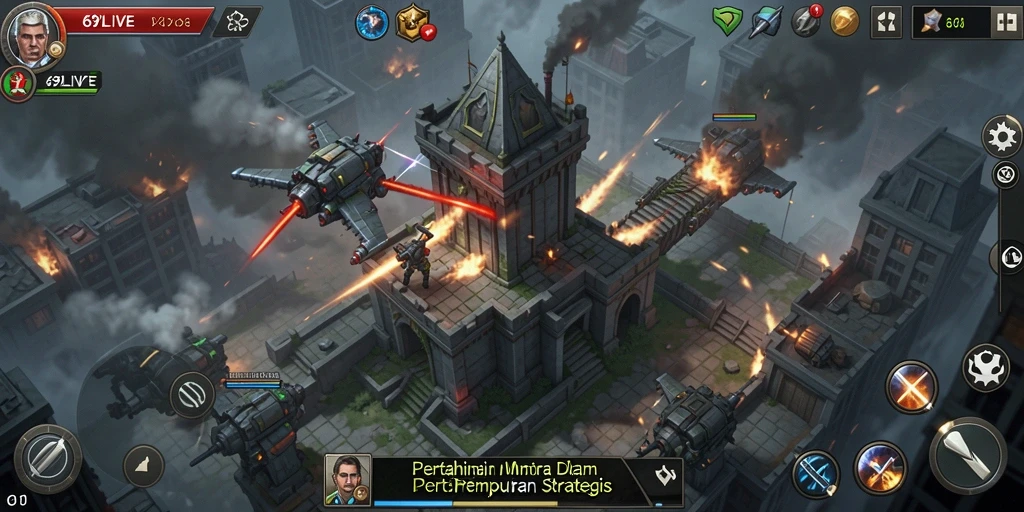 Screenshot gameplay 69LIVE dengan aksi Tower Defense yang menegangkan.