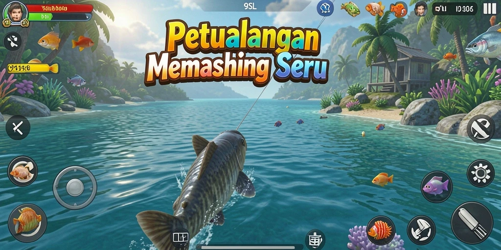 Screenshot gameplay 9SL menampilkan aksi memancing yang seru dan interaktif.