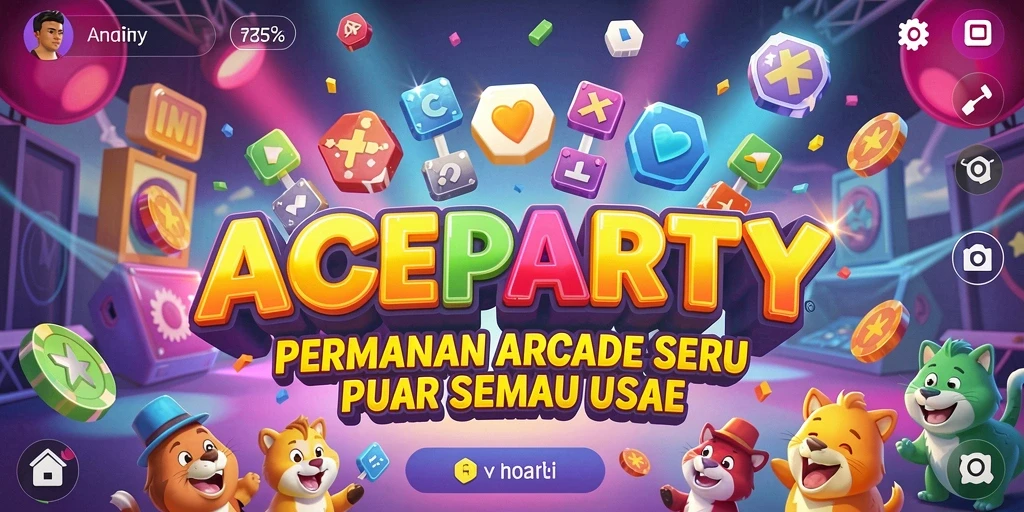 Gameplay seru ACEPARTY dengan grafik warna-warni yang menarik