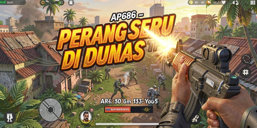 Tangkapan layar utama AP686 menampilkan aksi pertempuran seru dalam game TPS.