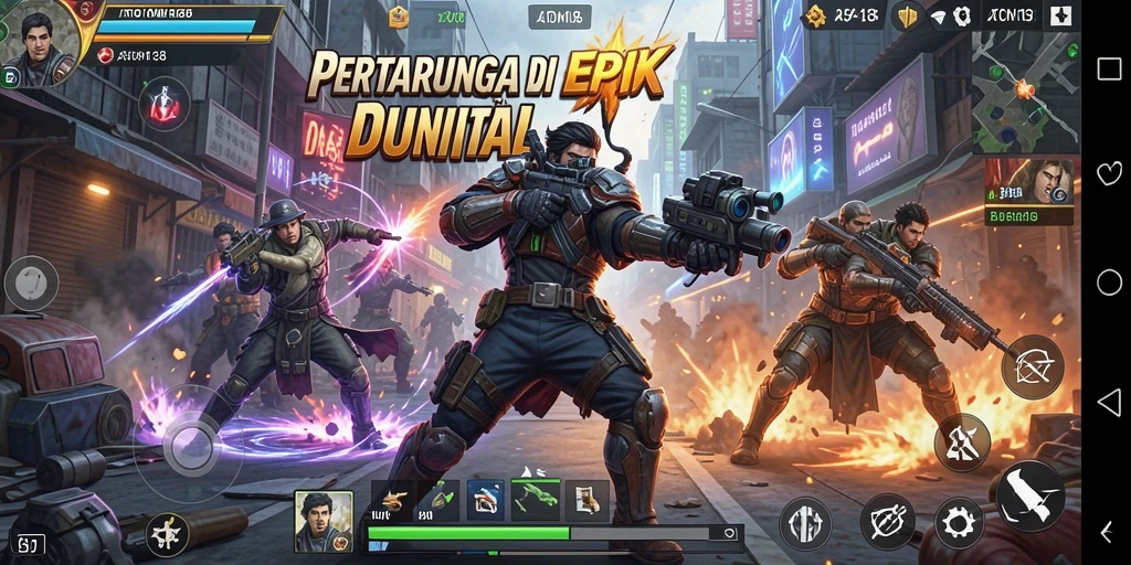 Screenshot gameplay <strong>ATOM138</strong> menampilkan aksi pertarungan yang intens dan mendebarkan.