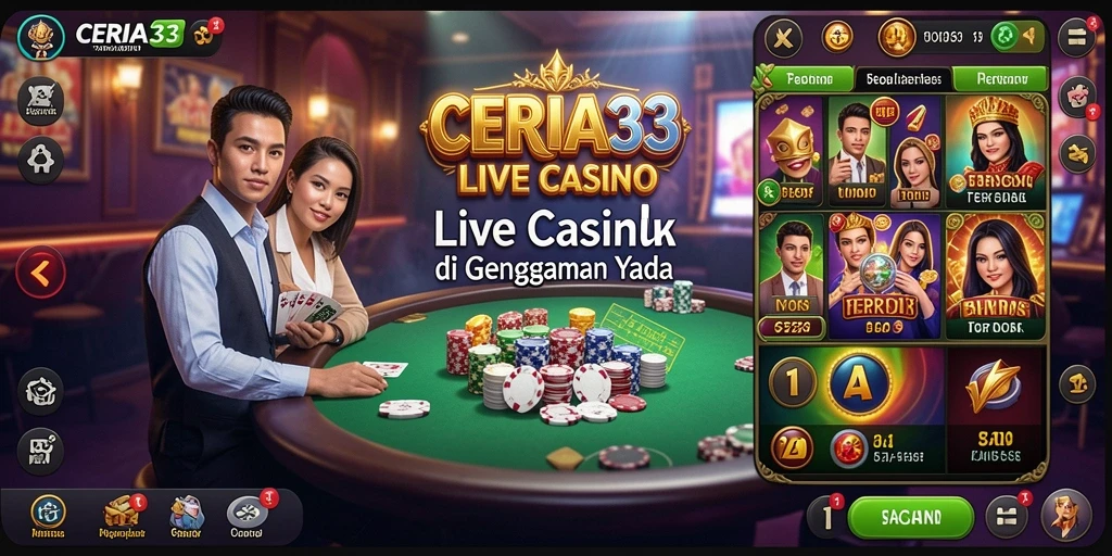 Tangkapan layar gameplay CERIA33 menampilkan suasana kasino langsung yang mendebarkan.
