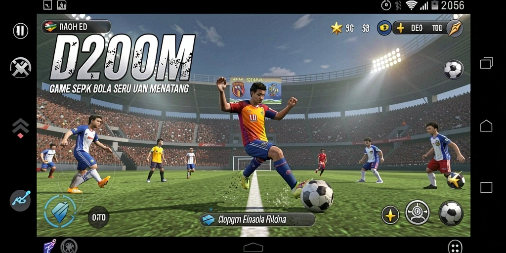 Tampilan gameplay D200M dengan aksi seru di lapangan.