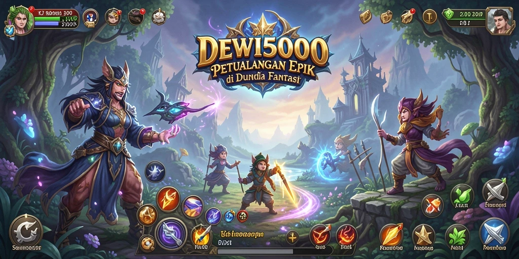 Tampilan gameplay epik DEWI5000 dalam dunia fantasi yang menawan.