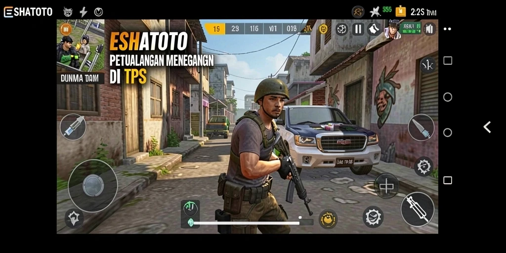 Screenshot menampilkan aksi seru dalam gameplay TPS ESHATOTO.