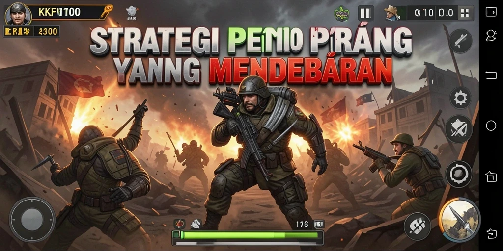 Screenshot KPK100 menampilkan aksi strategis intens di medan perang.