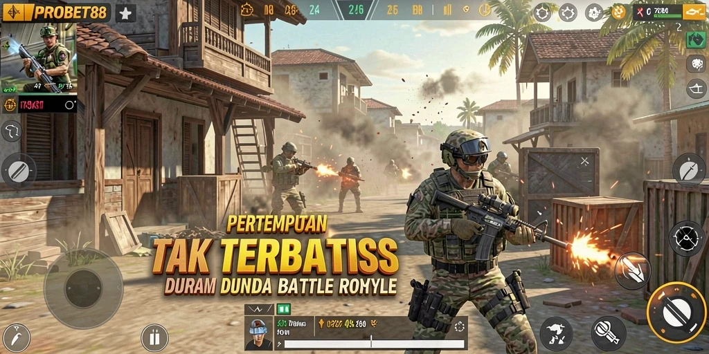 Gameplay mendebarkan di arena Battle Royale PROBET88.