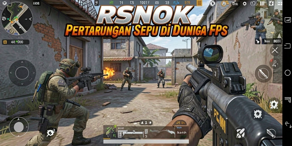 Screenshot gameplay RSNOK dengan aksi tembak-menembak yang mendebarkan.