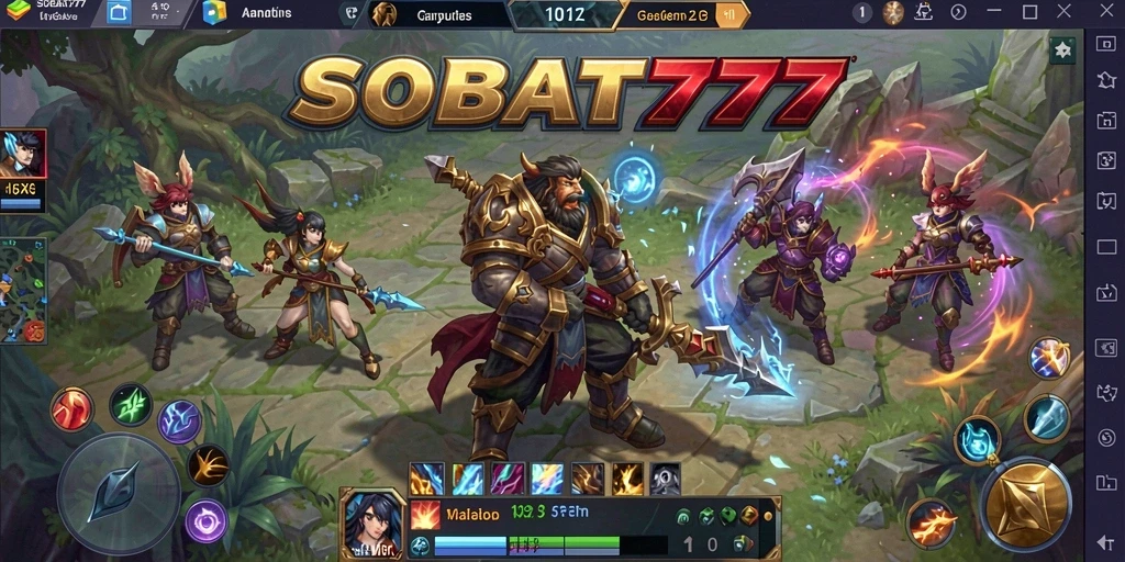 Screenshot menunjukkan aksi seru dalam permainan MOBA SOBAT777.