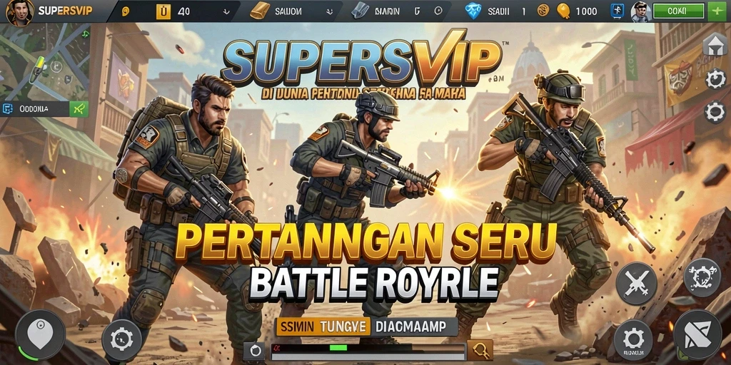 Gameplay seru dalam pertarungan Battle Royale SUPERSVIP.