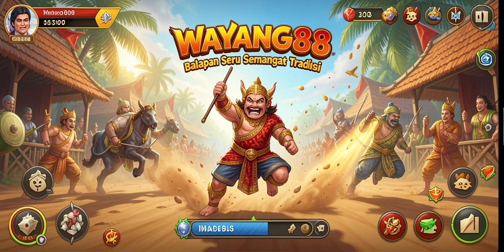 Tampilan gameplay WAYANG88 yang menarik saat balapan di lintasan yang penuh warna.
