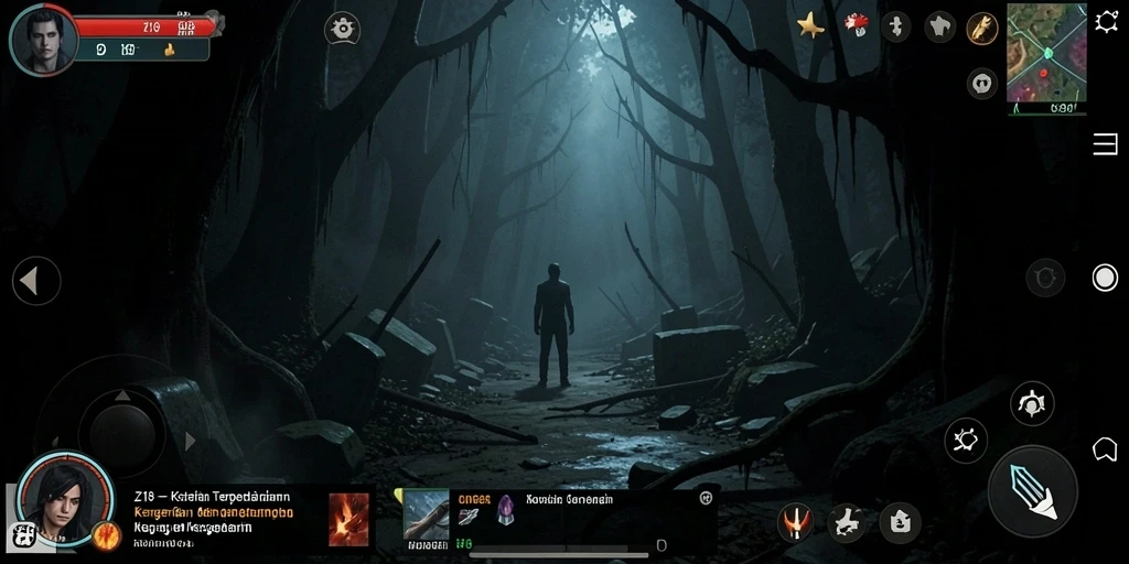 Screenshot utama Z18 menampilkan suasana mencekam dalam gameplay Horror.