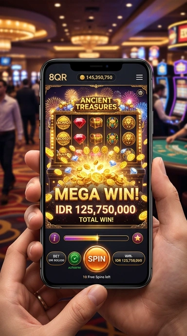 Tampilan utama aplikasi 8qr dengan berbagai kategori.